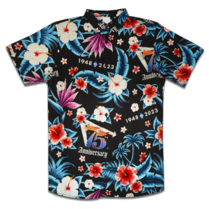 75th Anniversary Blue & Black Hawaiian Shirt